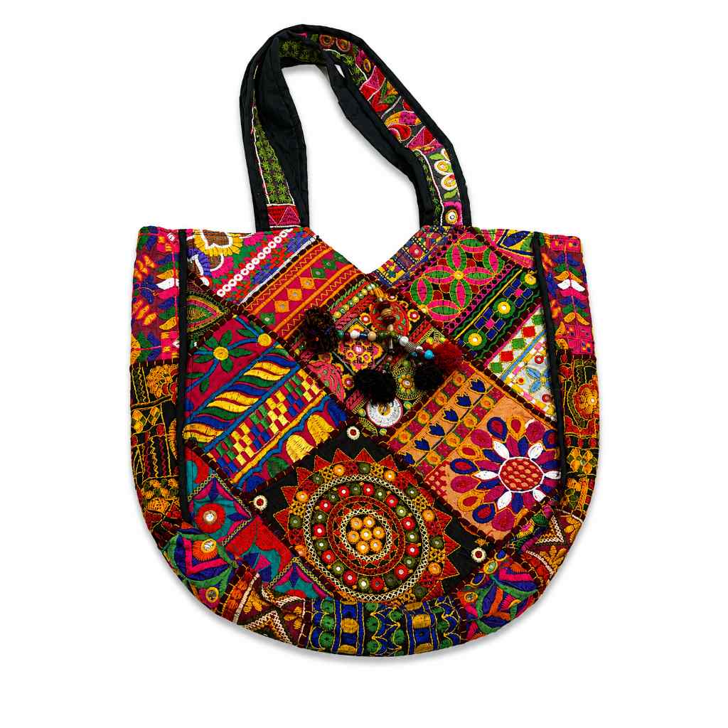 Colorful Bliss Cotton Bag with Detailed Embroidery Work