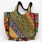 Ethnic Multicolor Embroidered Zari Tote Bag for Women