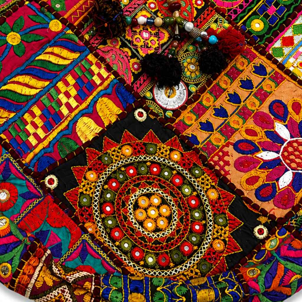 Colorful Bliss Cotton Bag with Detailed Embroidery Work