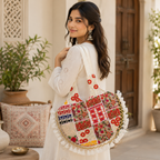 Vintage Noir Tassel Embroidered Tote Bag for Women