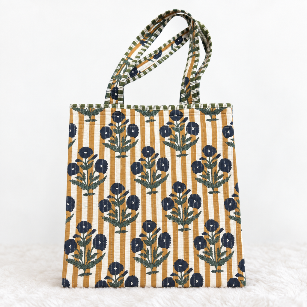 Trendy Floral Printed Jaipuri Tote Bag for Women