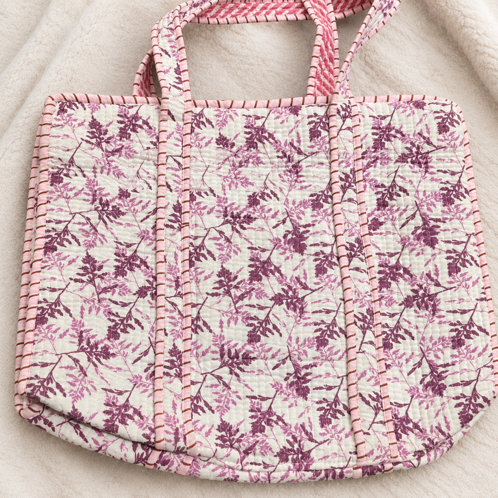 Trendy Floral Printed Jaipuri Tote Bag for Women