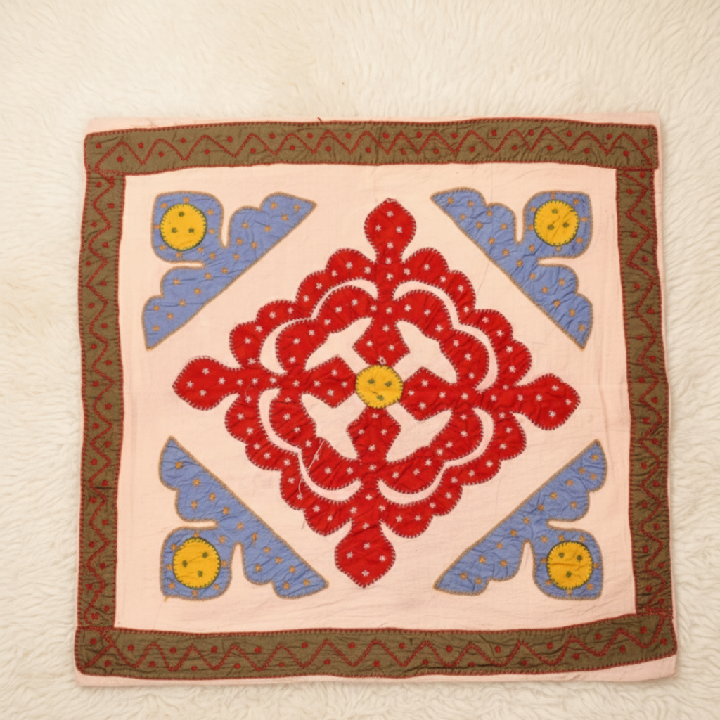 Folk Crest Applique Blush Pink Table Cover