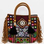 Fringe Play Embroidered Banjara Tote Bag
