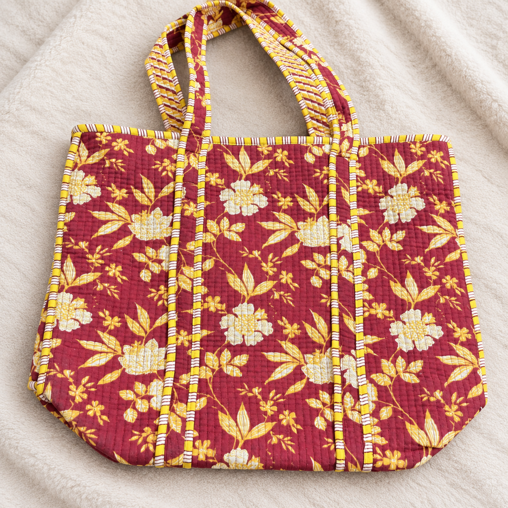 Trendy Floral Printed Jaipuri Tote Bag for Women