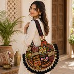 Vintage Noir Tassel Embroidered Tote Bag for Women
