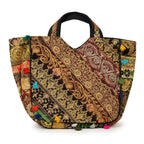Ethnic Multicolor Embroidered Zari Tote Bag for Women