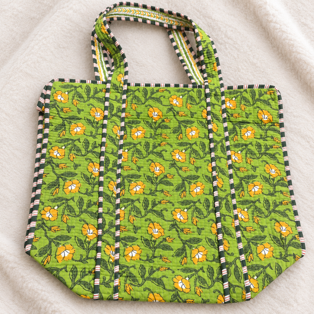 Trendy Floral Printed Jaipuri Tote Bag for Women
