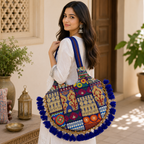 Vintage Noir Tassel Embroidered Tote Bag for Women