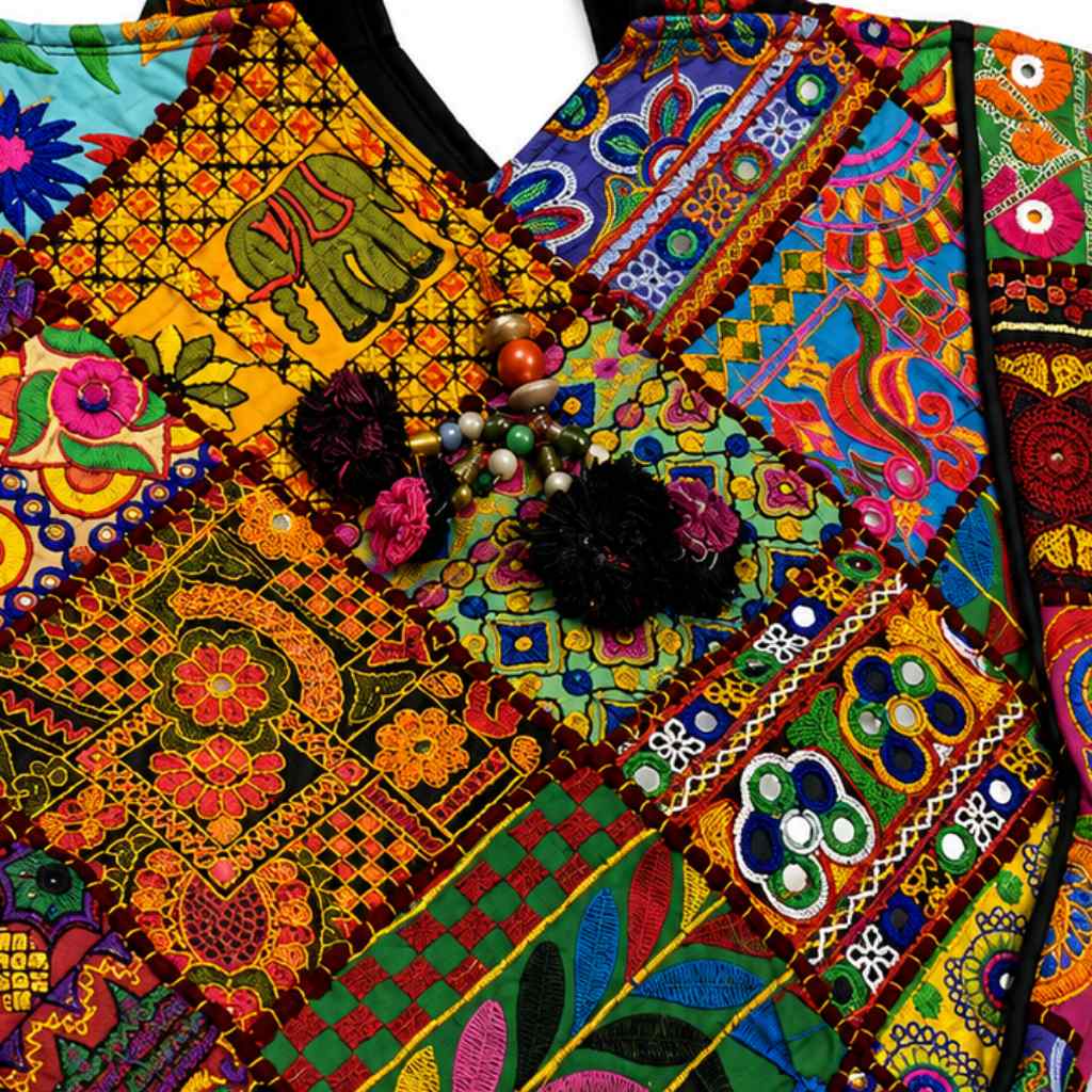 Colorful Bliss Cotton Bag with Detailed Embroidery Work
