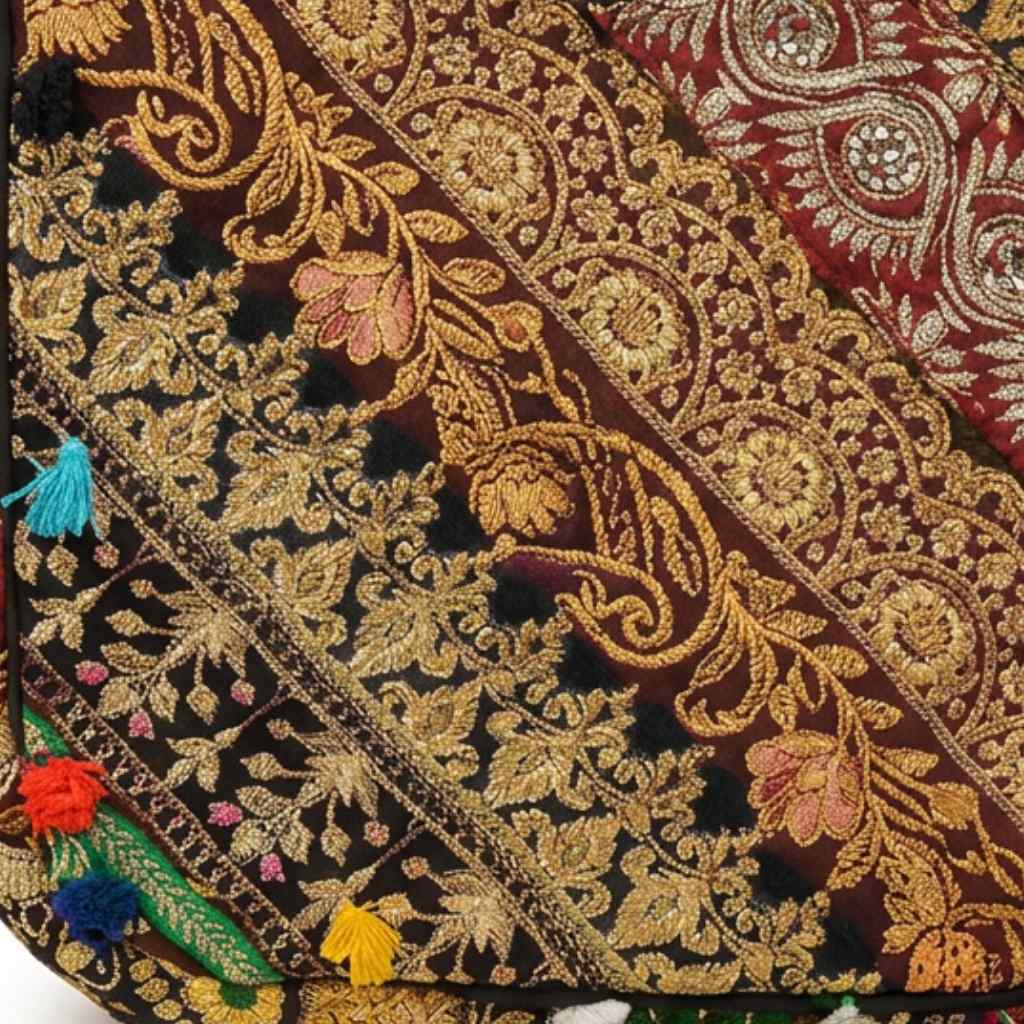Ethnic Multicolor Embroidered Zari Tote Bag for Women