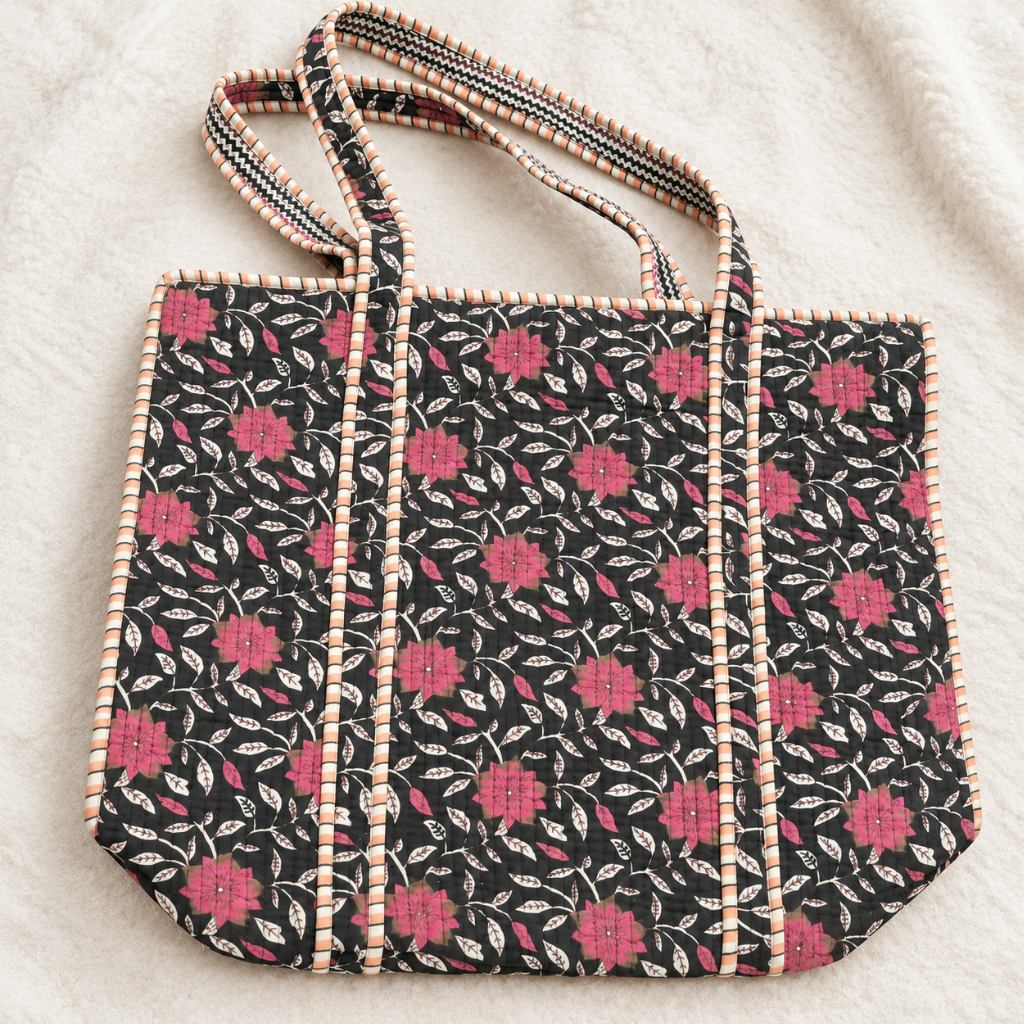Trendy Floral Printed Jaipuri Tote Bag for Women