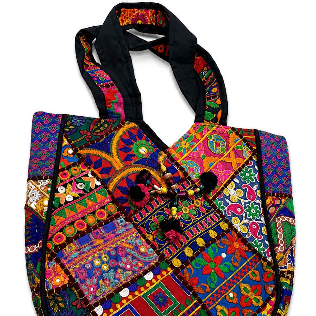 Colorful Bliss Cotton Bag with Detailed Embroidery Work