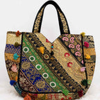 Ethnic Multicolor Embroidered Zari Tote Bag for Women