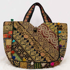 Ethnic Multicolor Embroidered Zari Tote Bag for Women