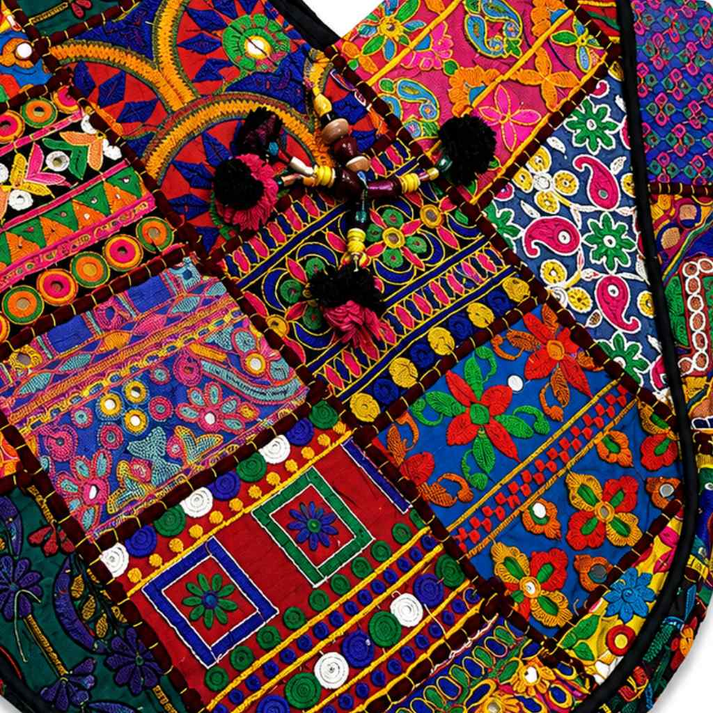 Colorful Bliss Cotton Bag with Detailed Embroidery Work