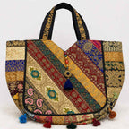 Ethnic Multicolor Embroidered Zari Tote Bag for Women