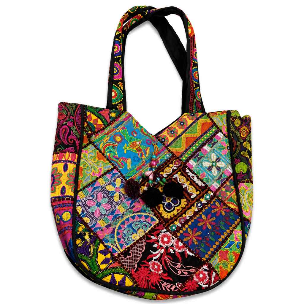 Colorful Bliss Cotton Bag with Detailed Embroidery Work
