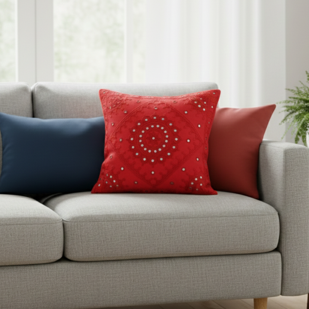 Cozy Comfort Embroidered Cushion Cover