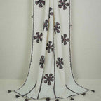 White Vintage Motifs Tassel Applique Dupatta