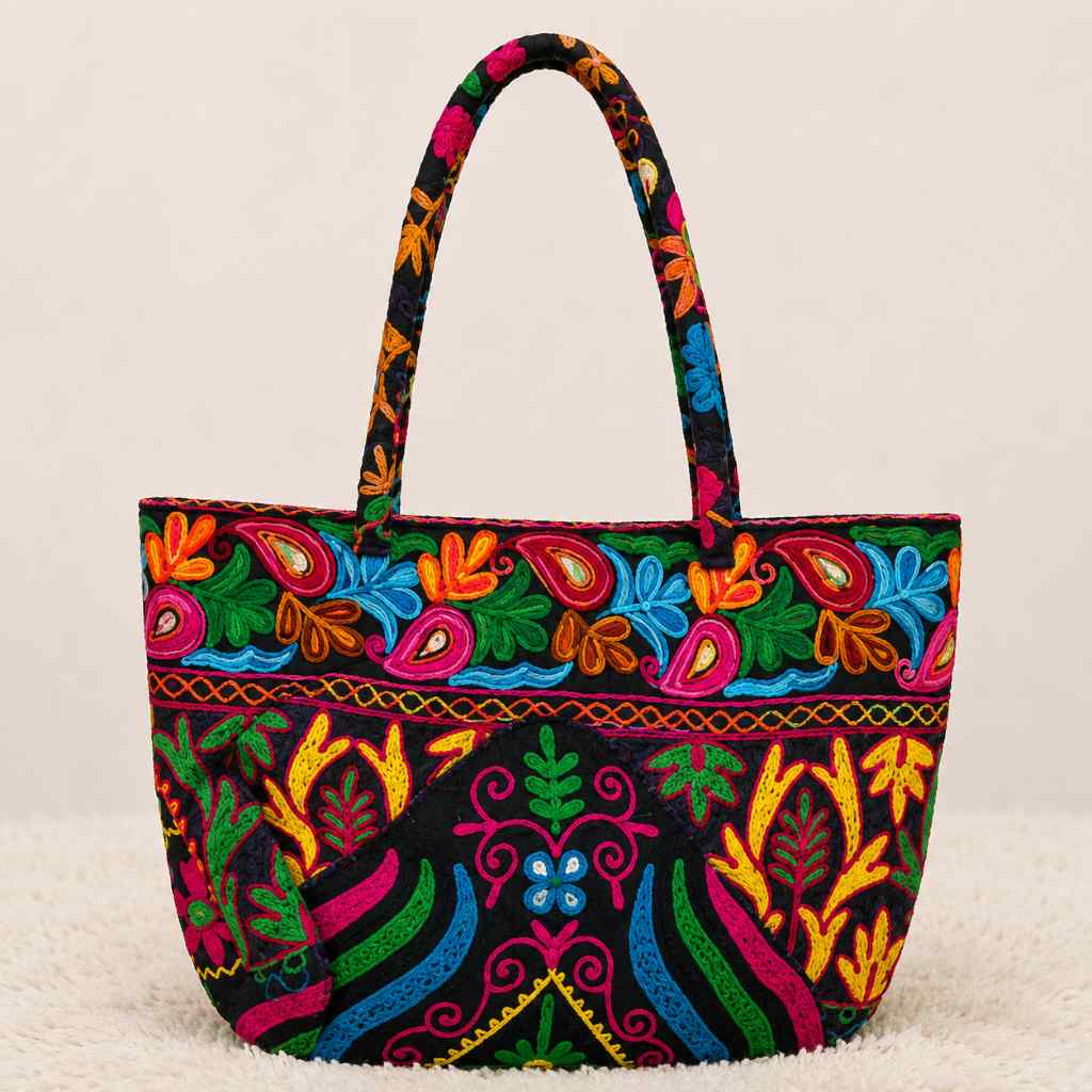 Color Story Embroidered Boho Tote Bag for Women