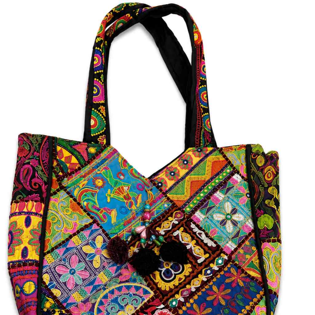 Colorful Bliss Cotton Bag with Detailed Embroidery Work