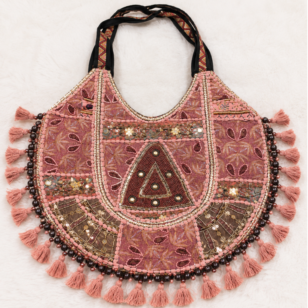 Pastel Weave Zari Embroidered Tote Bag for Women