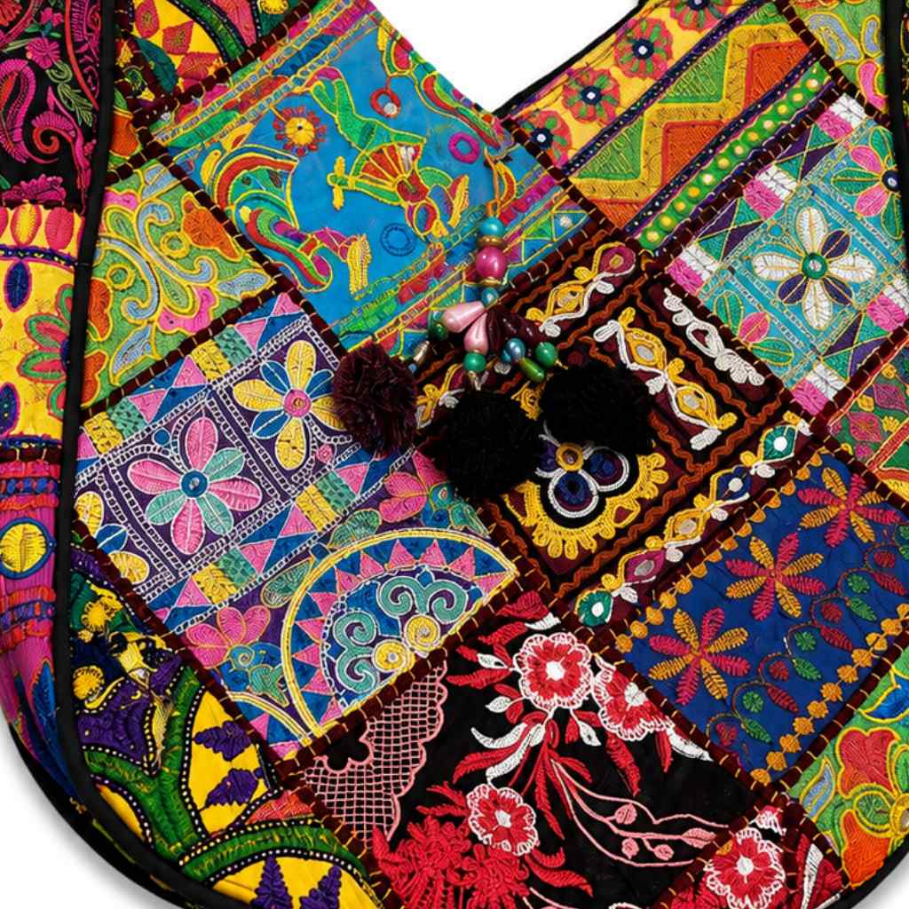 Colorful Bliss Cotton Bag with Detailed Embroidery Work