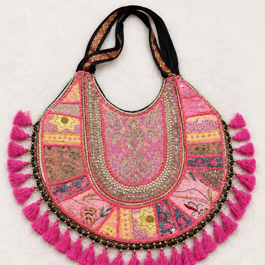 Pastel Weave Zari Embroidered Tote Bag for Women