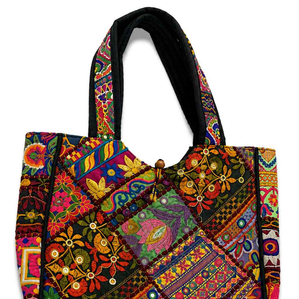 Colorful Bliss Cotton Bag with Detailed Embroidery Work