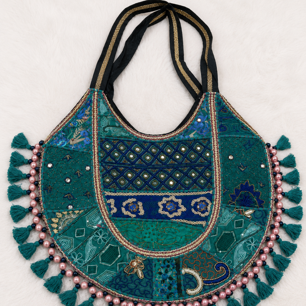 Pastel Weave Zari Embroidered Tote Bag for Women