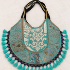 Pastel Weave Zari Embroidered Tote Bag for Women