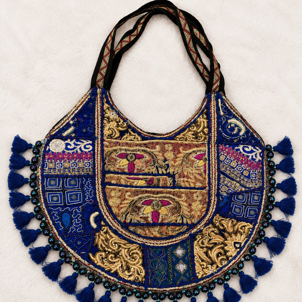 Pastel Weave Zari Embroidered Tote Bag for Women