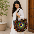 Geometric Motifs Embroidered Rajasthani Tote Bag