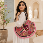 Pastel Weave Zari Embroidered Tote Bag for Women