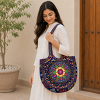 Geometric Motifs Embroidered Rajasthani Tote Bag