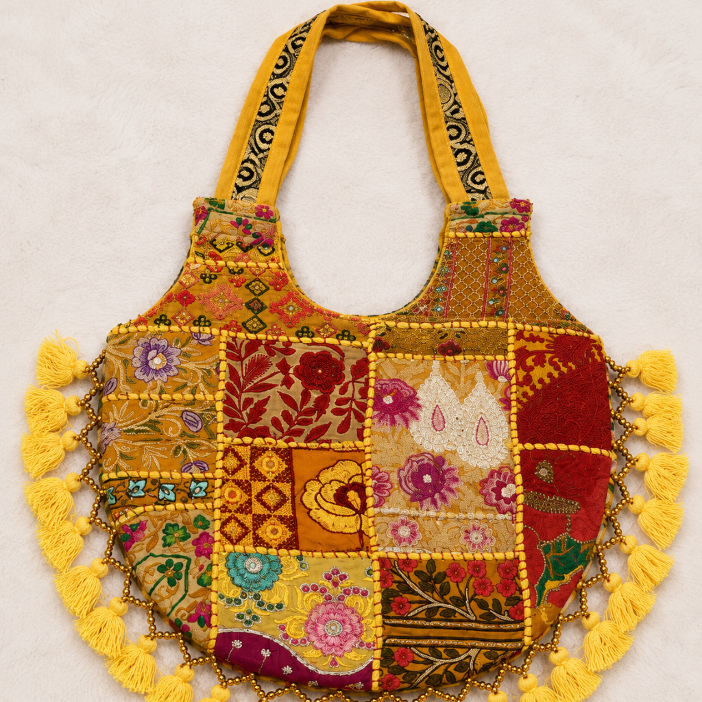Wanderlust Tassel Embroidered  Tote Bag
