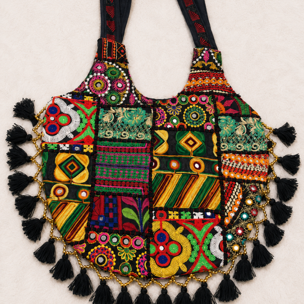 Wanderlust Tassel Embroidered  Tote Bag