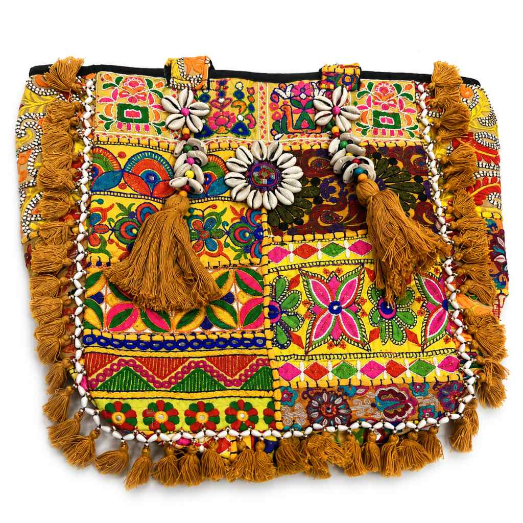 Heritage Embroidered Banjara Tote Bag with Tassels