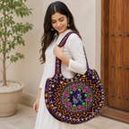 Geometric Motifs Embroidered Rajasthani Tote Bag