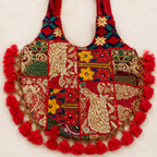 Rainbow Hues Tassel Embroidered Boho Tote Bag