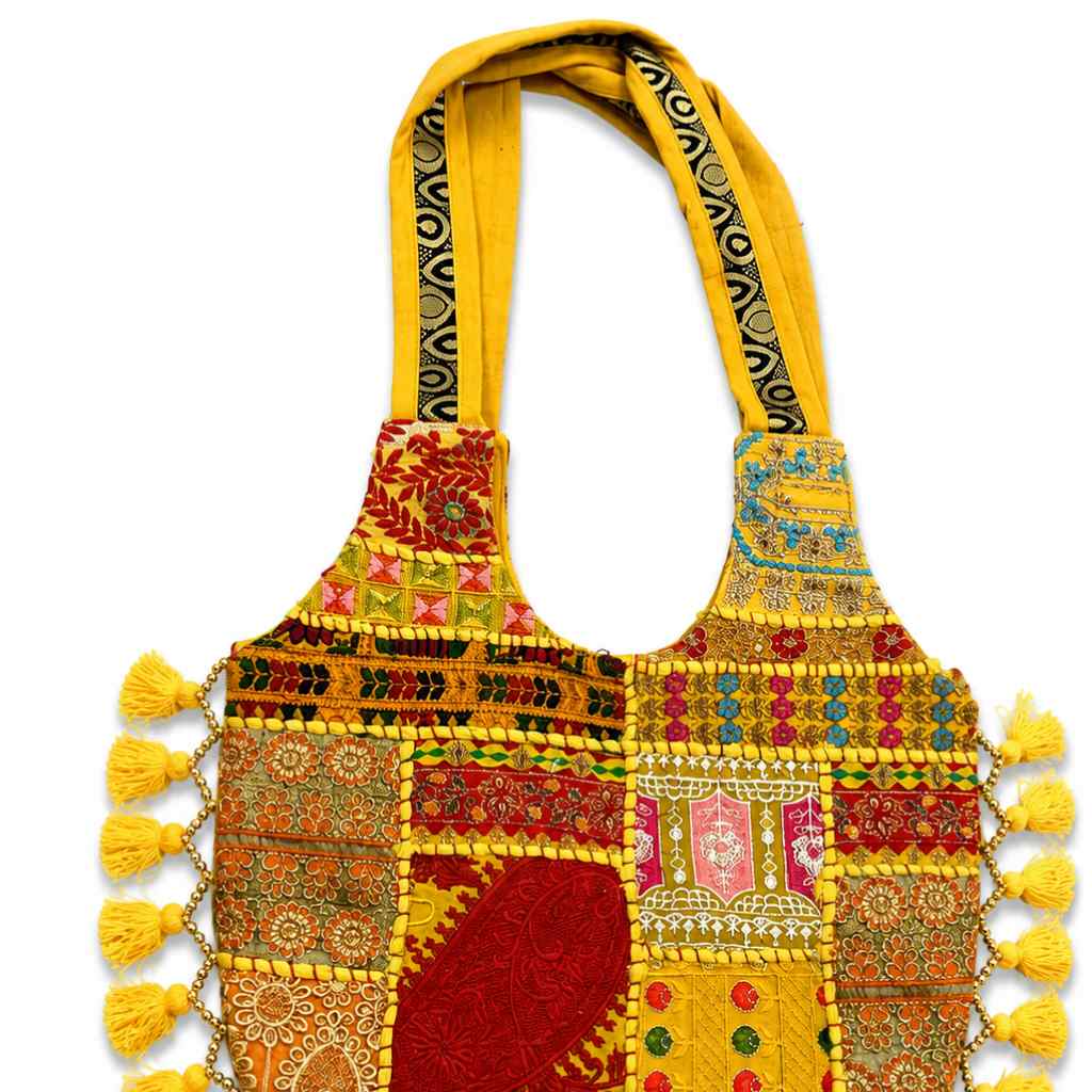 Bohemian Vibes Tassel Embroidered Tote Bag for Women