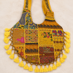 Rainbow Hues Tassel Embroidered Boho Tote Bag