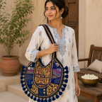 Pastel Weave Zari Embroidered Tote Bag for Women