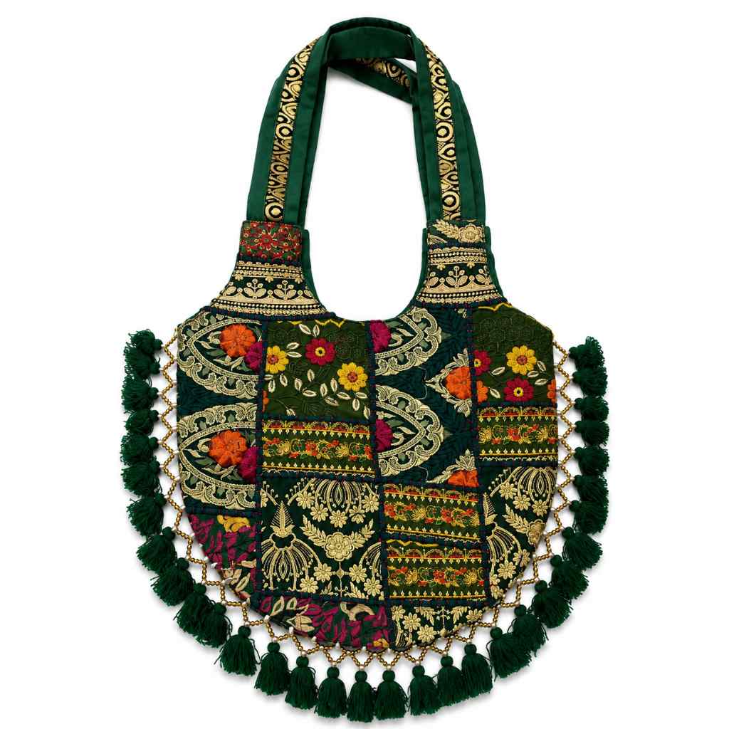 Bohemian Vibes Tassel Embroidered Tote Bag for Women