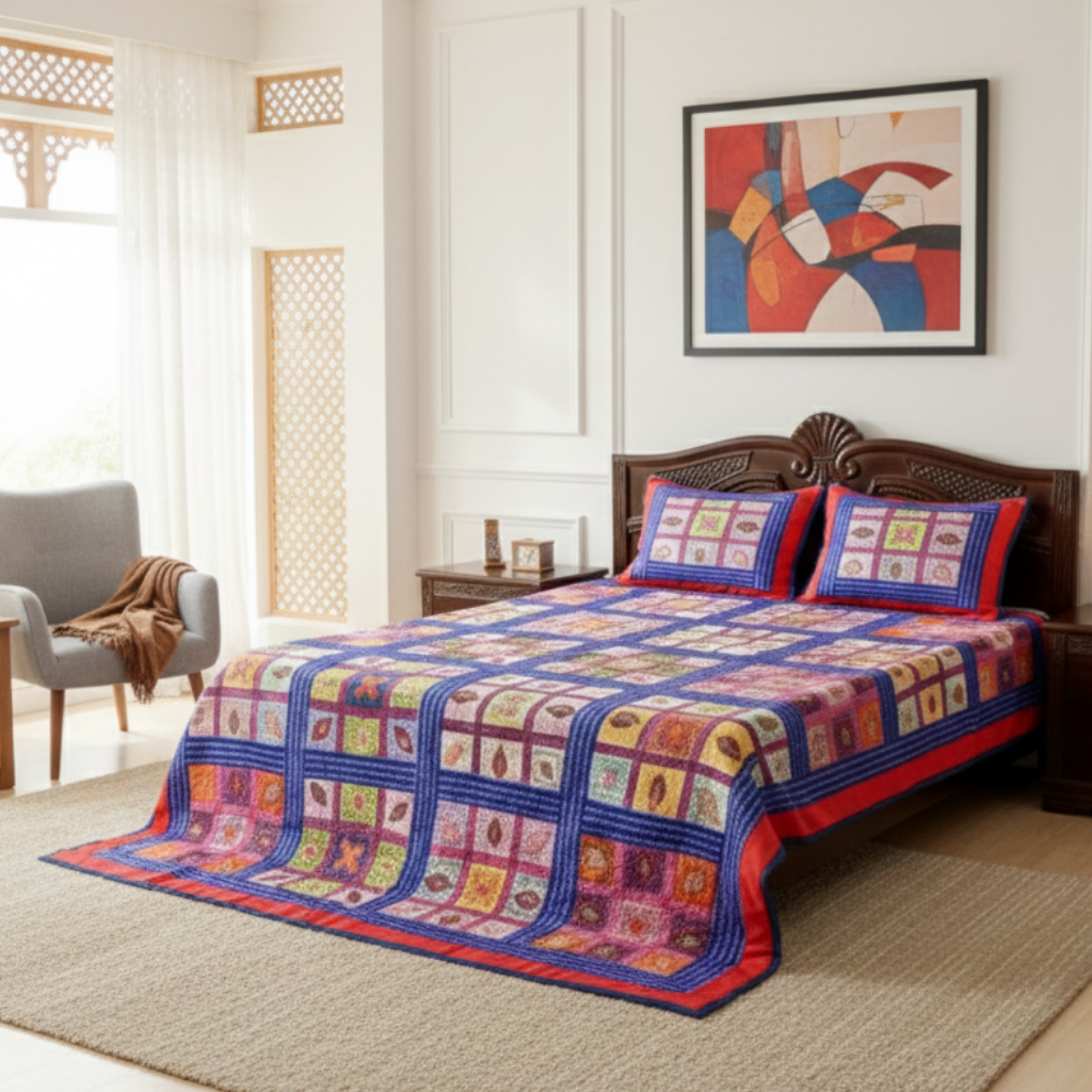 Color Craft Applique Cotton Double Bedsheet