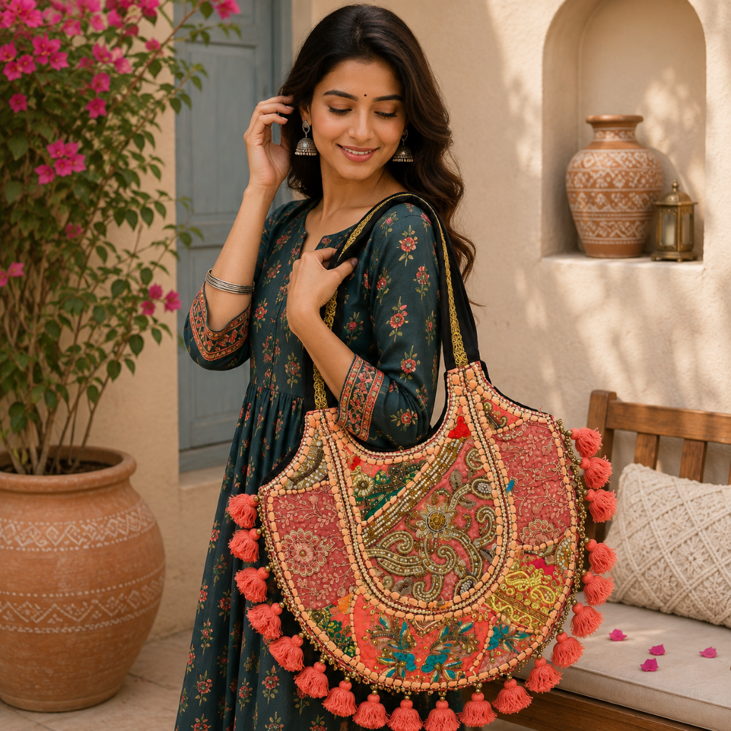 Royal Zari Embroidered Tote Bag