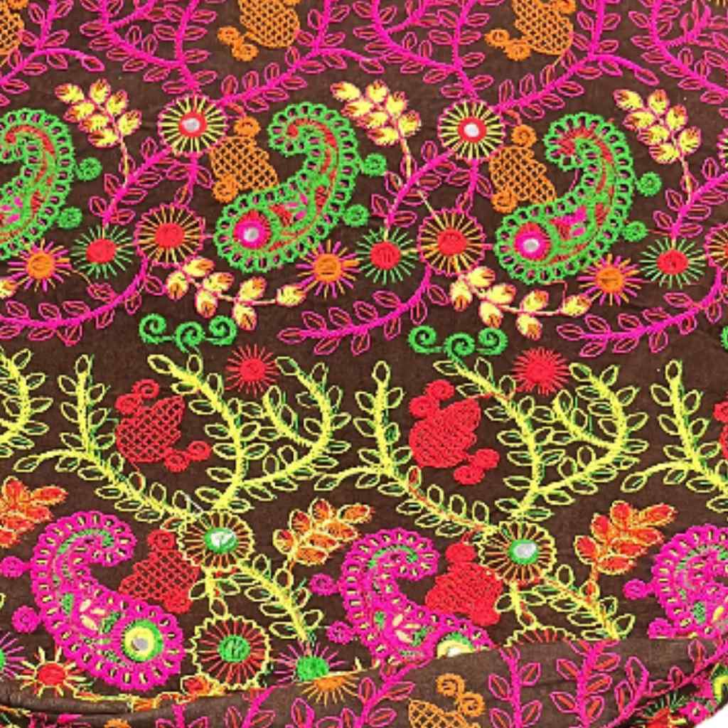 Ethnic Motifs Embroidered Boho Tote Bag
