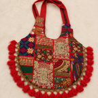Rainbow Hues Tassel Embroidered Boho Tote Bag