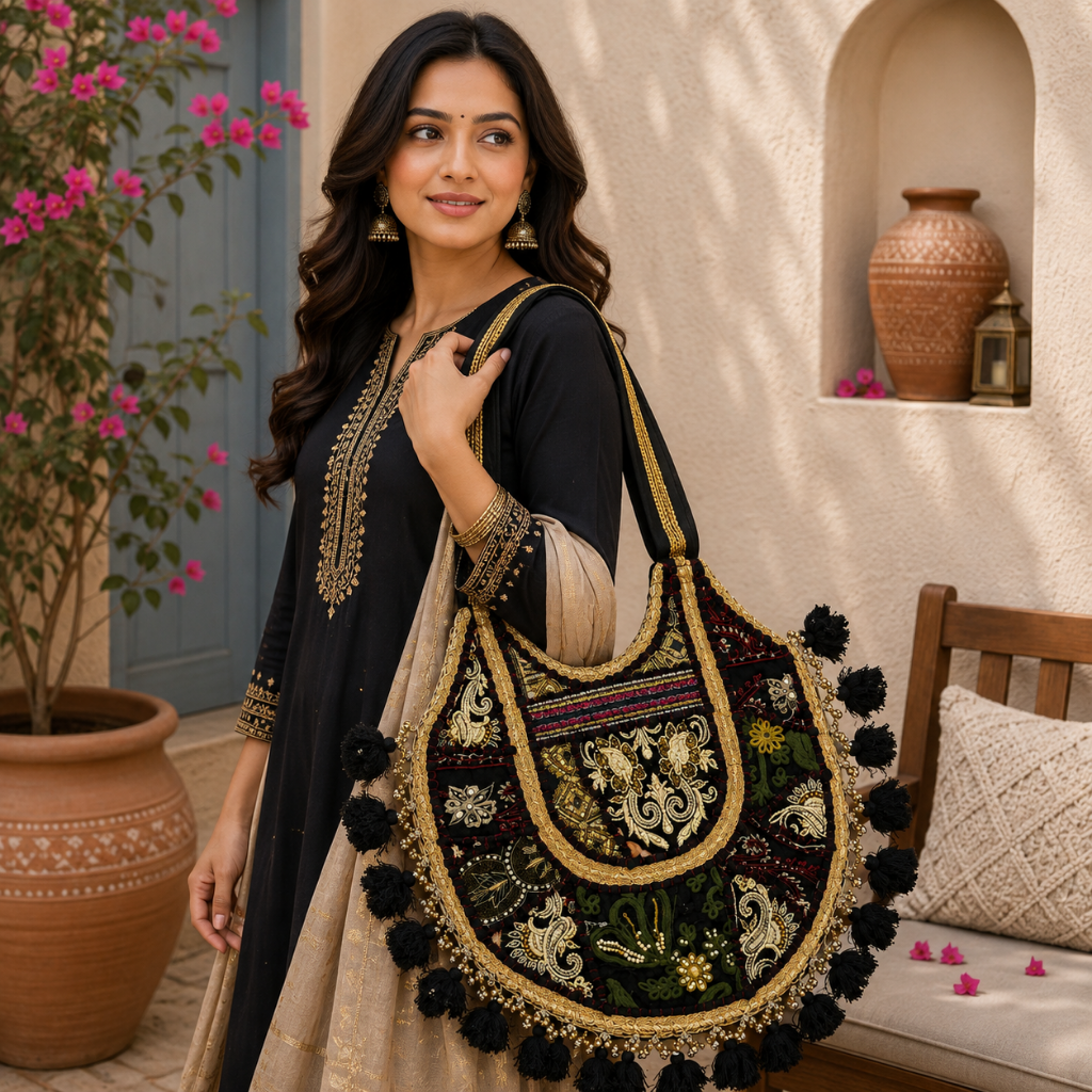 Royal Zari Embroidered Tote Bag